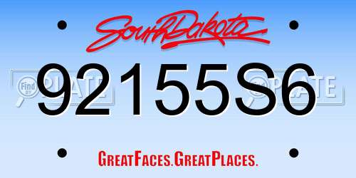 92155S6 South Dakota License Plate
