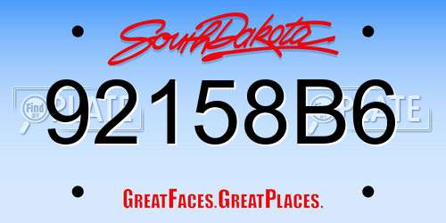 92158B6 South Dakota License Plate