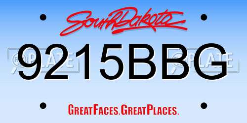 9215BBG South Dakota License Plate