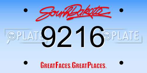 9216 South Dakota License Plate