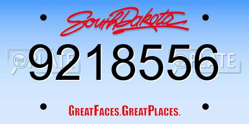 9218556 South Dakota License Plate