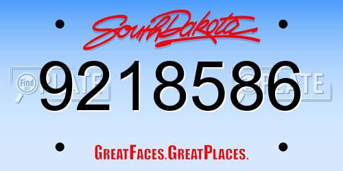 9218586 South Dakota License Plate