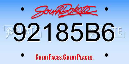 92185B6 South Dakota License Plate
