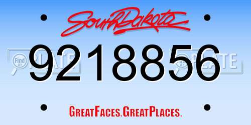9218856 South Dakota License Plate