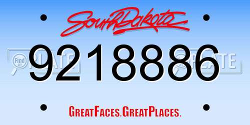 9218886 South Dakota License Plate