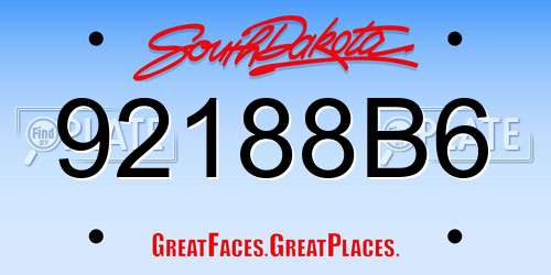 92188B6 South Dakota License Plate