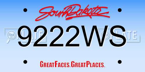 9222WS South Dakota License Plate