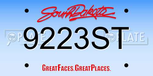 9223ST South Dakota License Plate