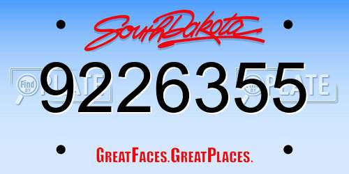 9226355 South Dakota License Plate