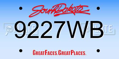 9227WB South Dakota License Plate