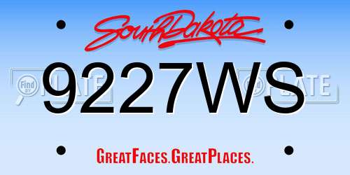 9227WS South Dakota License Plate