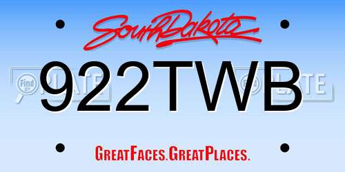 922TWB South Dakota License Plate