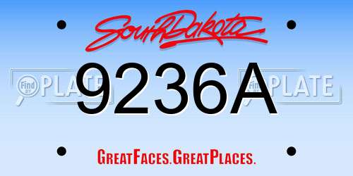 9236A South Dakota License Plate