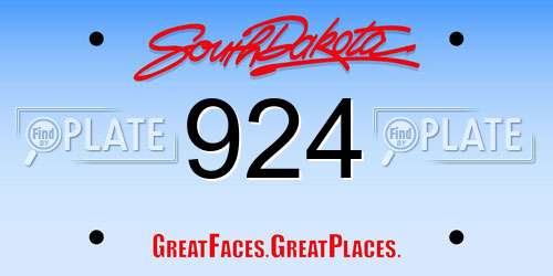 924 South Dakota License Plate