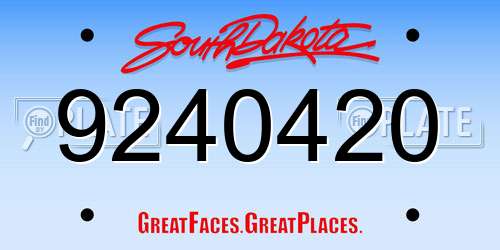 9240420 South Dakota License Plate