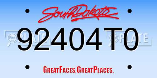 92404T0 South Dakota License Plate
