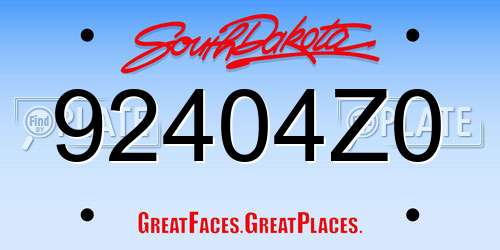 92404Z0 South Dakota License Plate