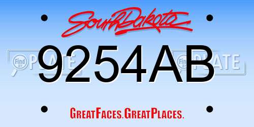 9254AB South Dakota License Plate