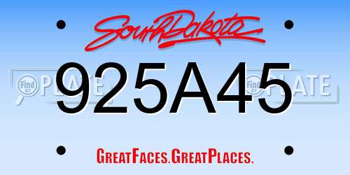 925A45 South Dakota License Plate