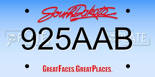 925AAB South Dakota License Plate