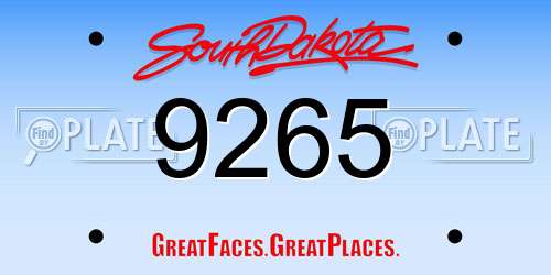 9265 South Dakota License Plate