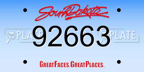 92663 South Dakota License Plate