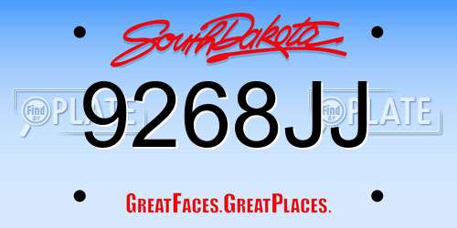 9268JJ South Dakota License Plate