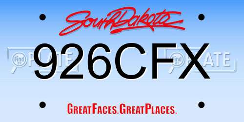 926CFX South Dakota License Plate