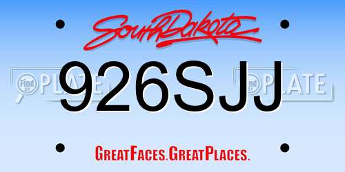 926SJJ South Dakota License Plate
