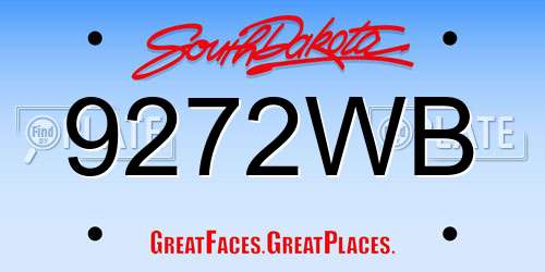 9272WB South Dakota License Plate