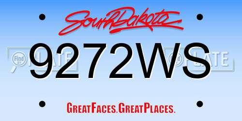 9272WS South Dakota License Plate
