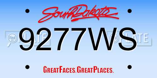 9277WS South Dakota License Plate