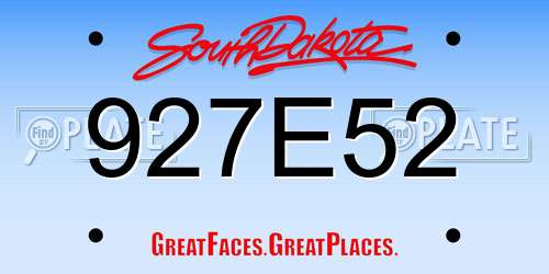 927E52 South Dakota License Plate