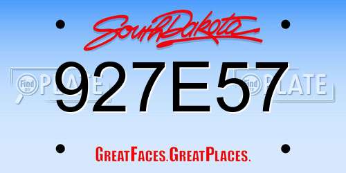 927E57 South Dakota License Plate
