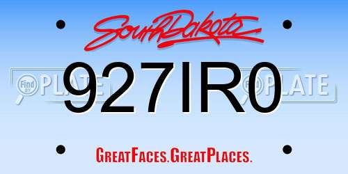 927IR0 South Dakota License Plate