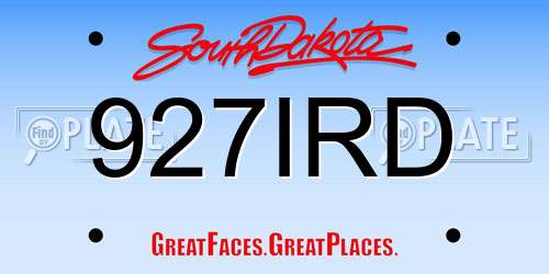 927IRD South Dakota License Plate
