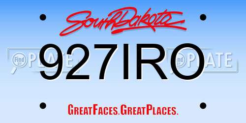927IRO South Dakota License Plate