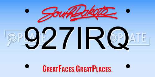 927IRQ South Dakota License Plate