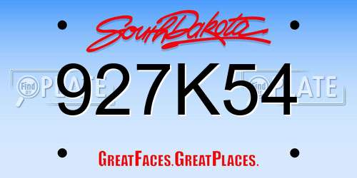 927K54 South Dakota License Plate