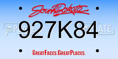 927K84 South Dakota License Plate
