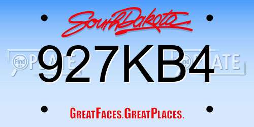 927KB4 South Dakota License Plate