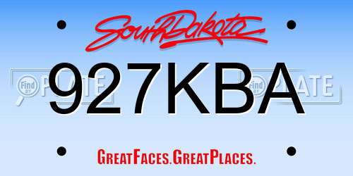 927KBA South Dakota License Plate