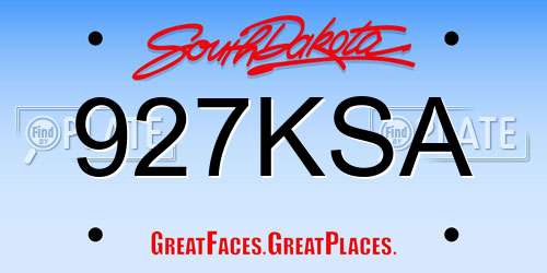 927KSA South Dakota License Plate