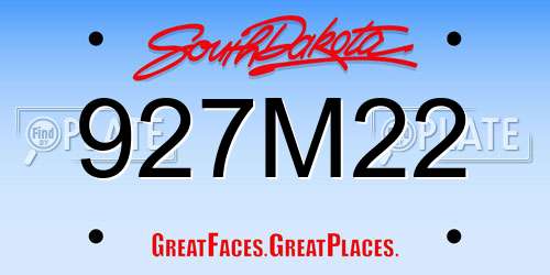 927M22 South Dakota License Plate