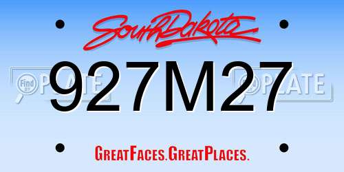 927M27 South Dakota License Plate