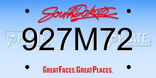 927M72 South Dakota License Plate