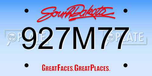 927M77 South Dakota License Plate