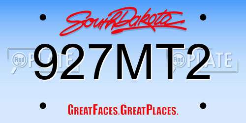 927MT2 South Dakota License Plate