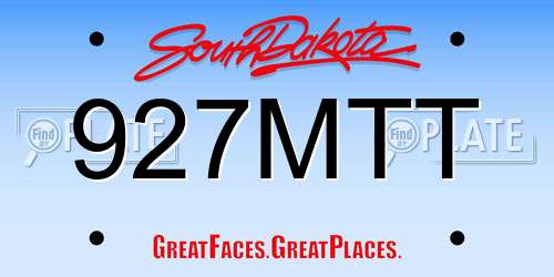 927MTT South Dakota License Plate