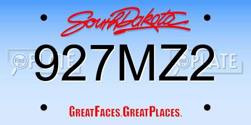 927MZ2 South Dakota License Plate